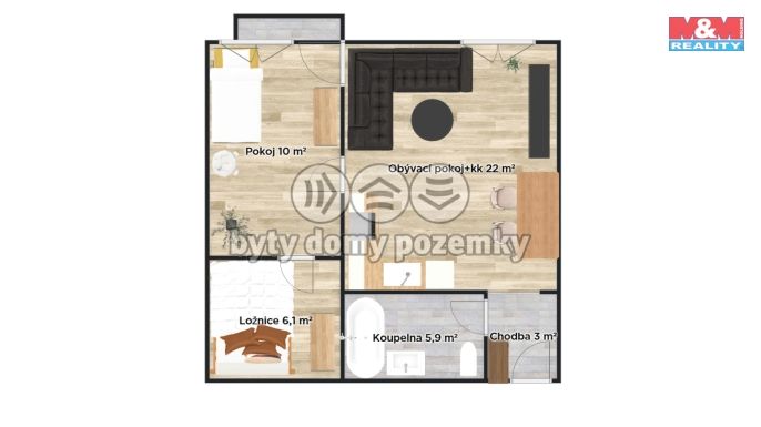 Prodej, Byt 3+kk, Šestajovice