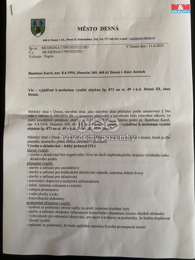 Prodej, Výrobní objekt, Desná