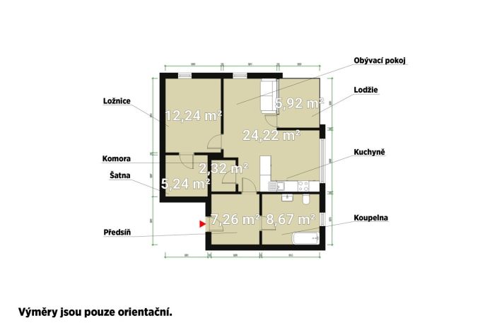 Pronájem, Byt 2+kk, Plzeň