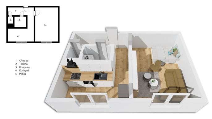 Prodej, Byt 1+1, Kladno