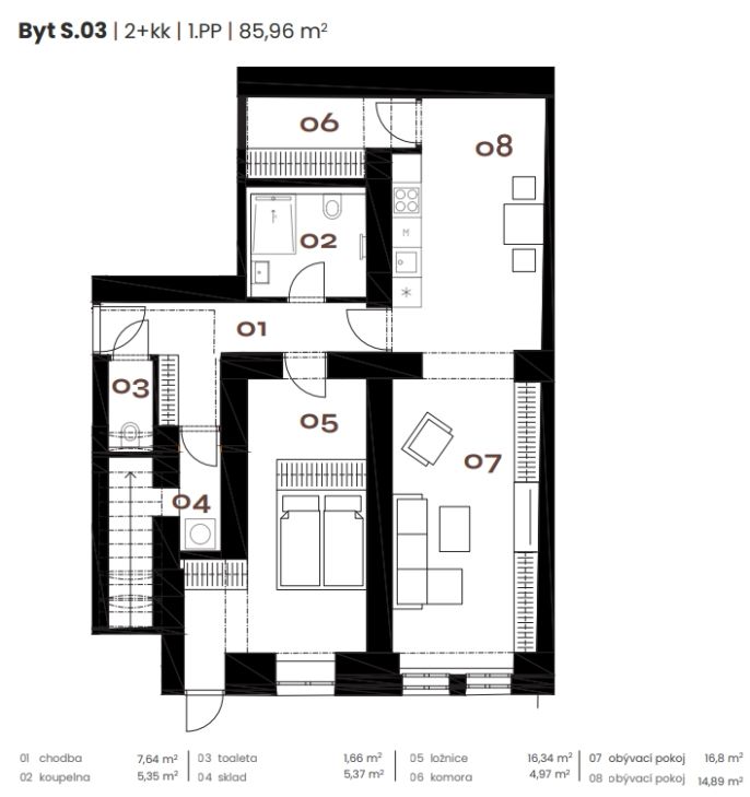 Prodej, Byt 2+kk, Praha