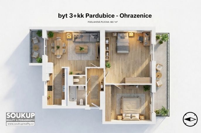 Prodej, Byt 3+kk, Pardubice