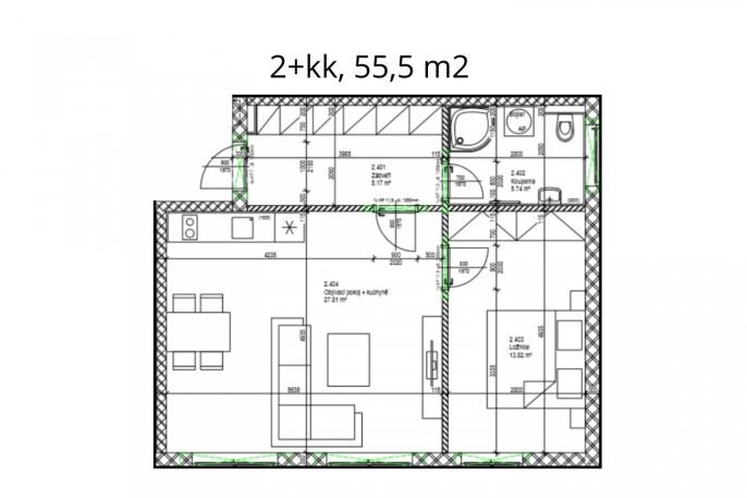 Pronájem, Byt 2+kk, Radnice
