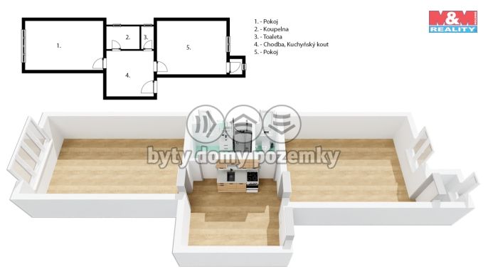Pronájem, Byt 2+1, Praha