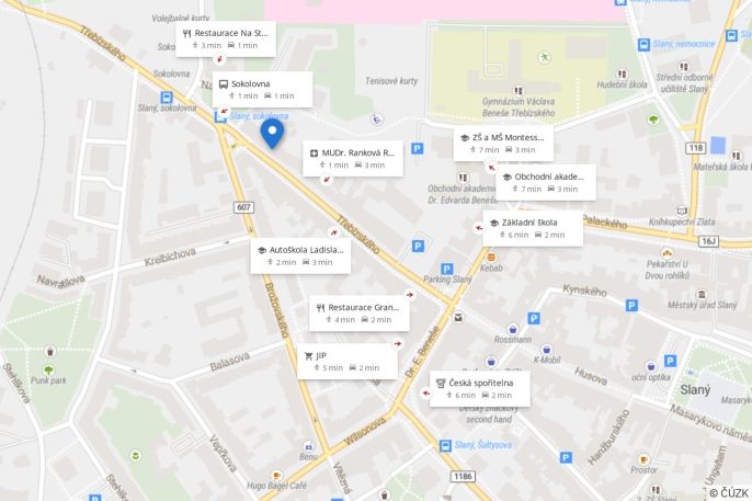 Pronájem, Obchod a služby, Slaný