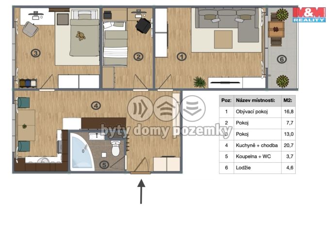 Prodej, Byt 3+1, Chomutov