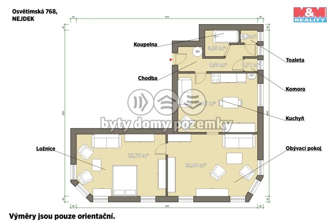 Prodej, Byt 2+1, Nejdek