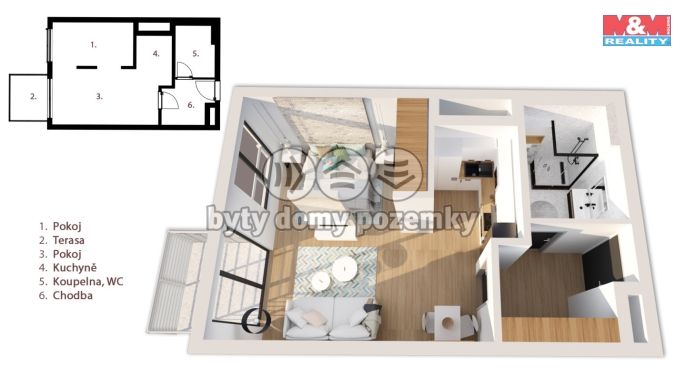 Prodej, Byt 1+kk, Kralupy nad Vltavou