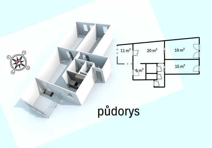 Pronájem, Byt 3+kk, Kolín