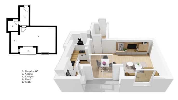 Prodej, Byt 1+kk, Přelouč