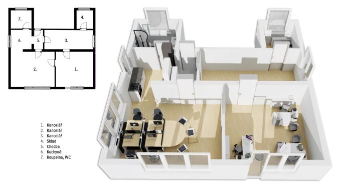 Pronájem, Kancelářský prostor, Hradec Králové