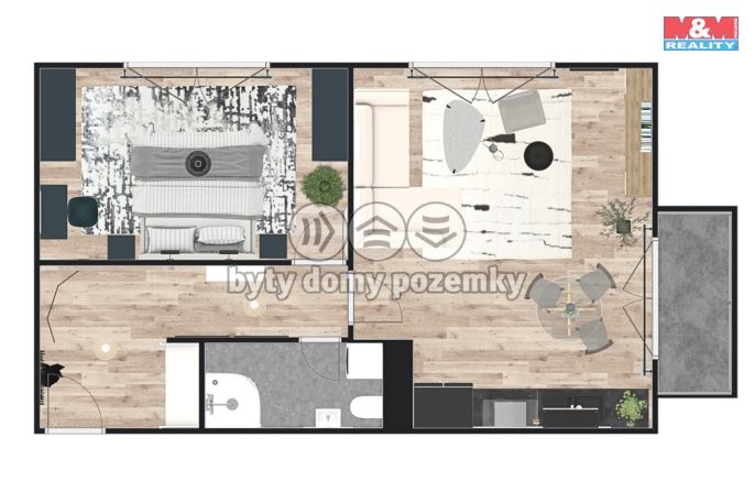 Prodej, Byt 2+kk, Žleby