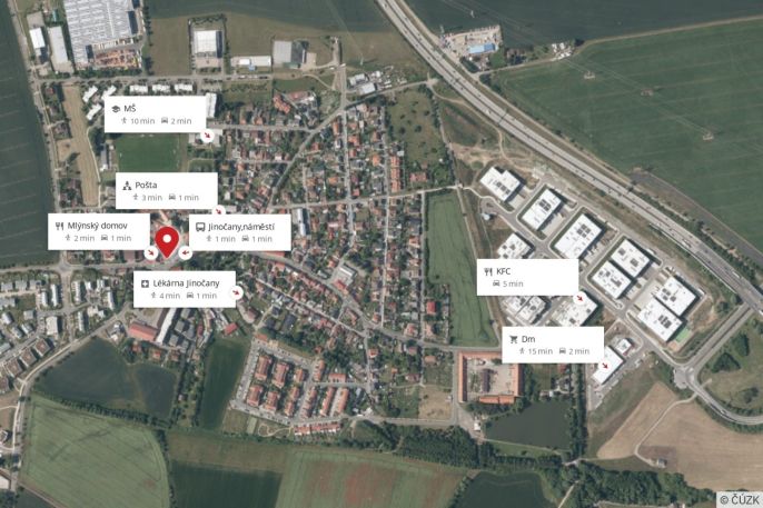 Pronájem, Byt 2+kk, Jinočany