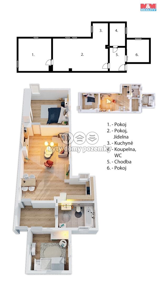 Prodej, Byt 3+kk, Hýskov