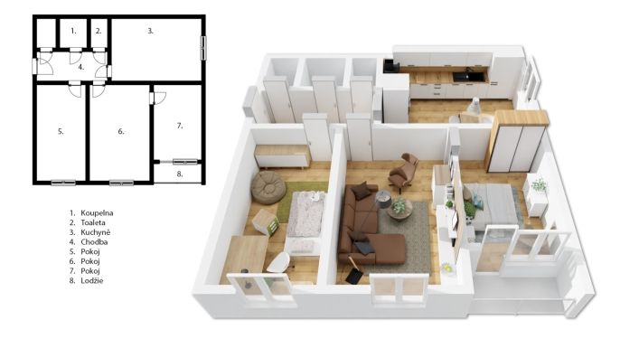 Prodej, Byt 3+1, Písek