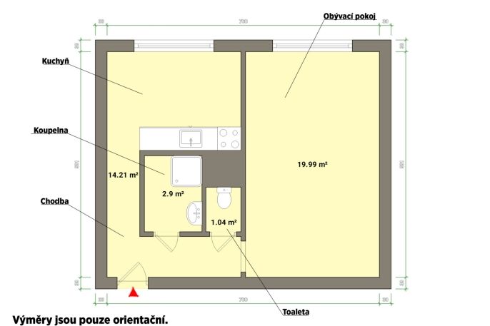 Pronájem, Byt 1+1, Cheb