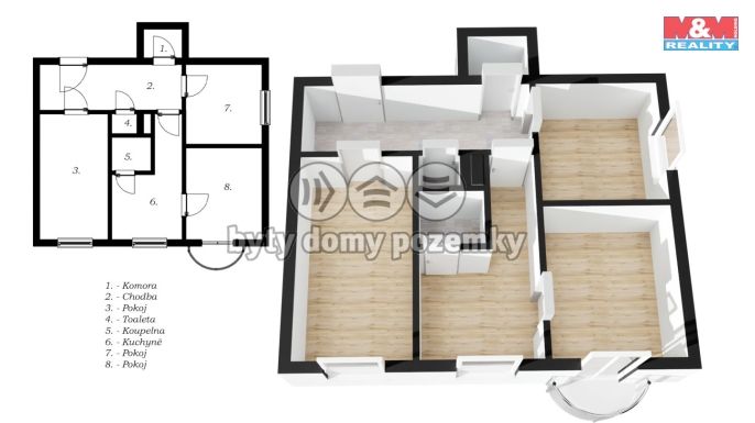 Pronájem, Byt 3+1, Slaný