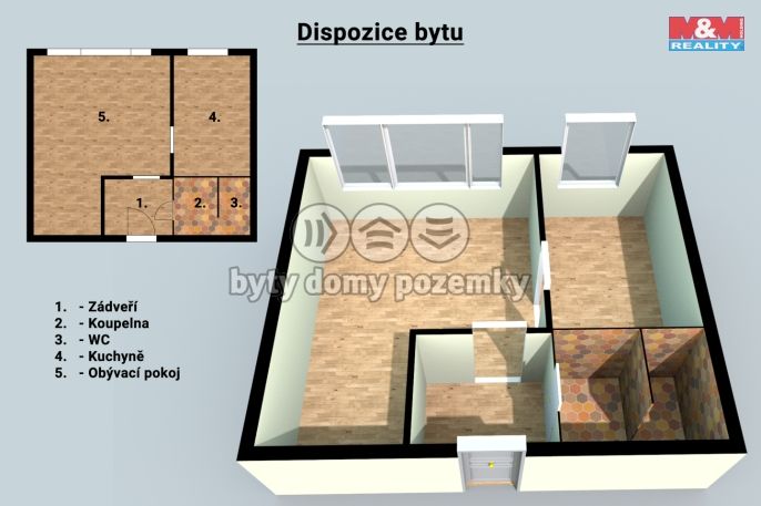 Pronájem, Byt 1+1, Zlín