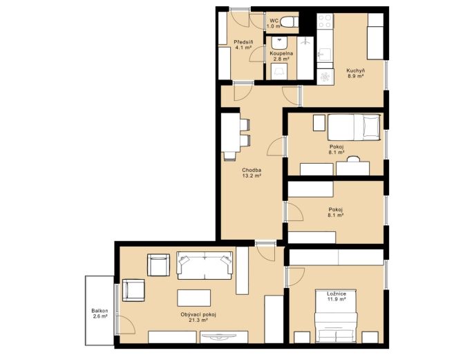 Prodej, Byt 4+1, Dačice