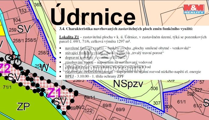 Prodej, Pozemek k bydlení, Údrnice