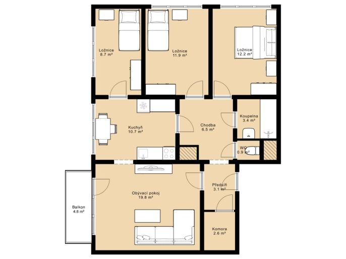 Prodej, Byt 4+1, Trhové Sviny