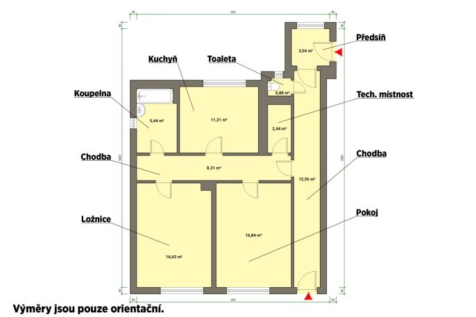 Prodej, Byt 2+1, Planá