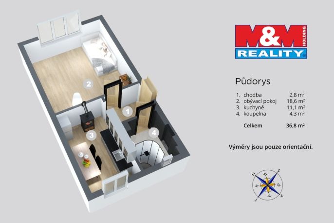 Prodej, Byt 1+1, Děčín