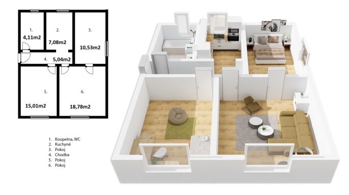 Prodej, Byt 3+1, Liberec