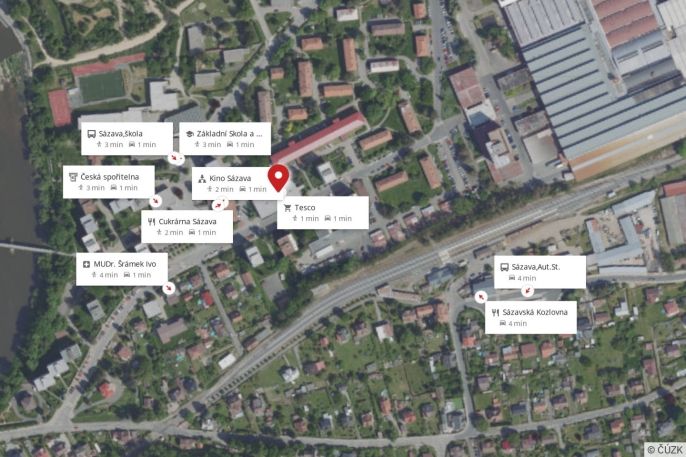 Pronájem, Obchod a služby, Sázava