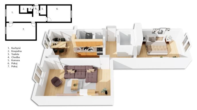 Prodej, Byt 2+1, Jablonec nad Nisou