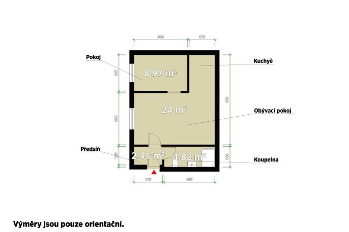 Pronájem, Byt 2+kk, Tlučná