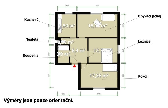 Prodej, Byt 3+1, Spálené Poříčí