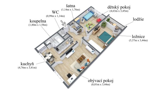 Prodej, Byt 3+1, Ústí nad Labem