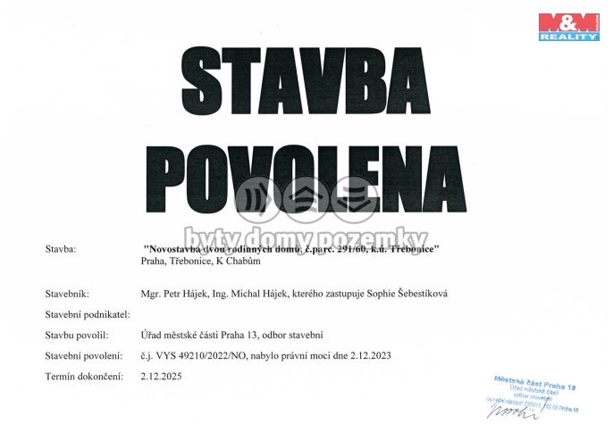 Prodej, Pozemek k bydlení, Praha