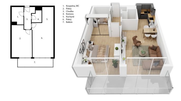 Pronájem, Byt 2+kk, Praha