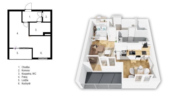 Prodej, Byt 1+kk, Klecany