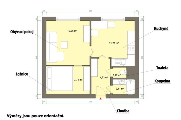 Prodej, Byt 1+1, Planá