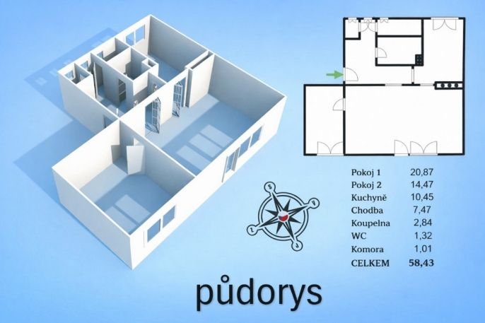 Prodej, Byt 2+1, Čáslav