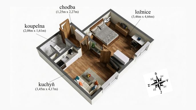 Prodej, Byt 1+1, Jirkov