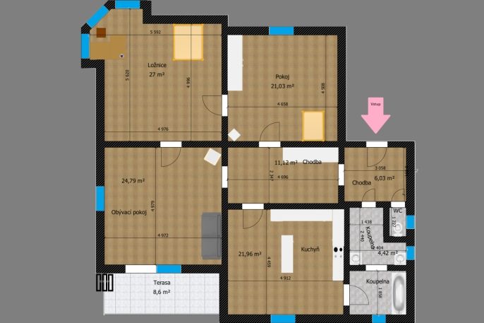 Pronájem, Byt 3+1, Čáslav