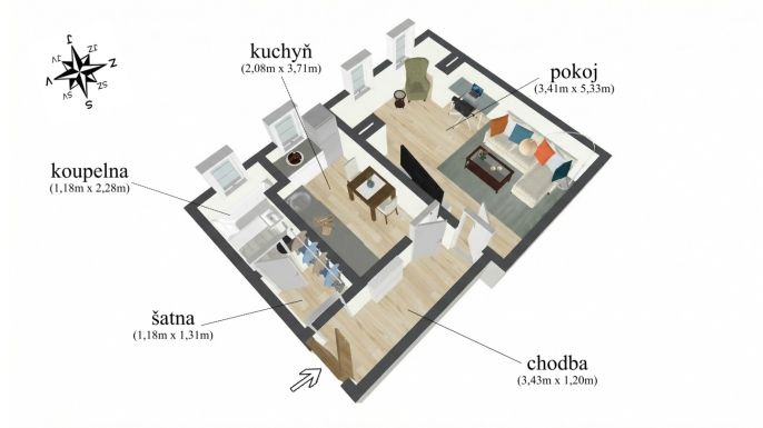 Prodej, Byt 1+1, Chomutov