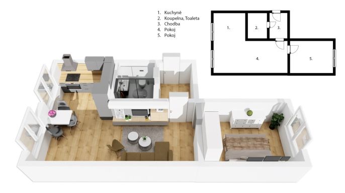 Prodej, Byt 2+1, Kralupy nad Vltavou
