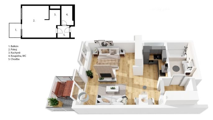 Pronájem, Byt 1+kk, Kralupy nad Vltavou