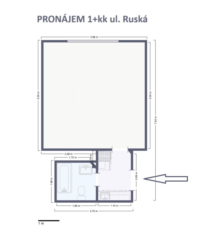 Pronájem, Byt 1+kk, Praha