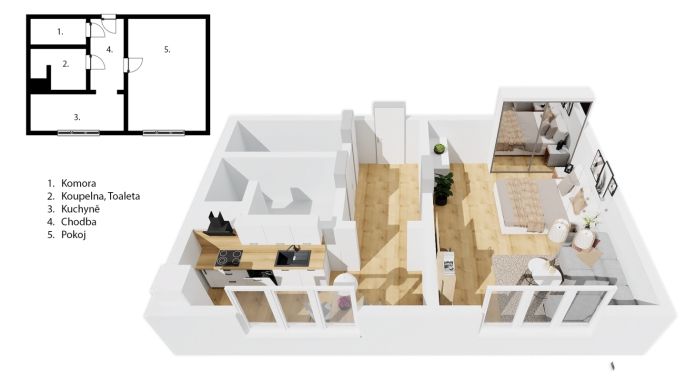 Prodej, Byt 1+1, Pardubice