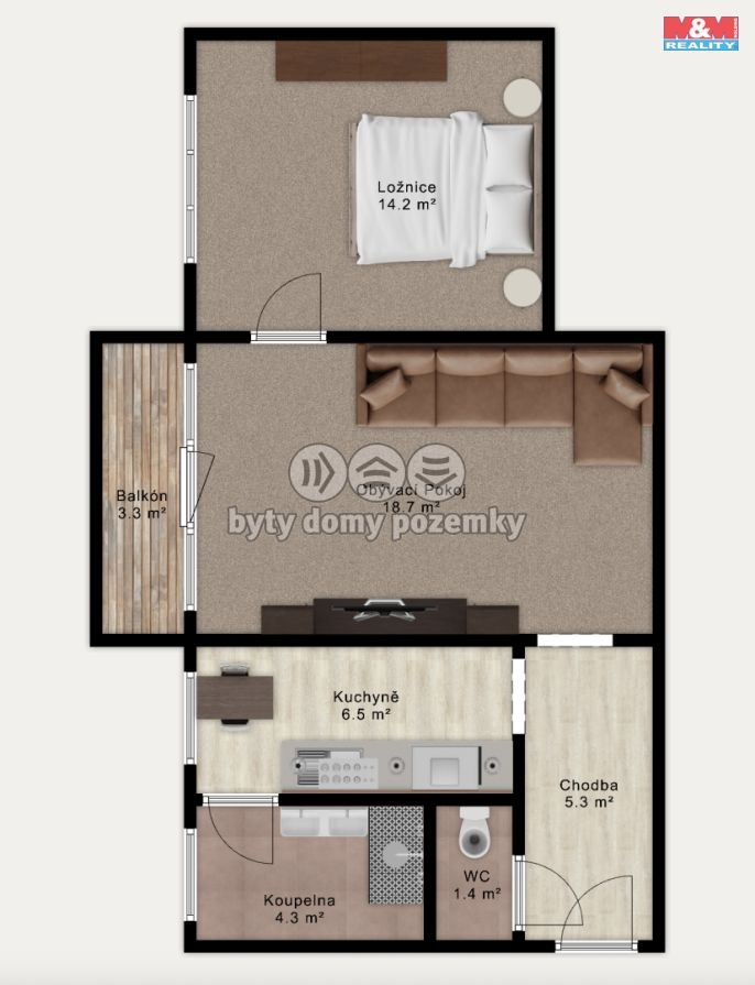 Prodej, Byt 2+1, Dačice