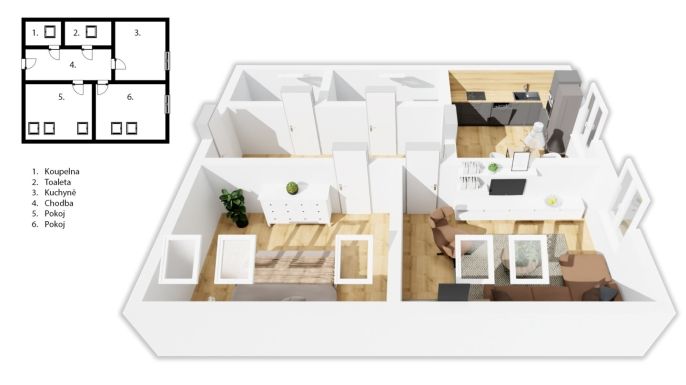 Pronájem, Byt 2+1, Rychnov nad Kněžnou