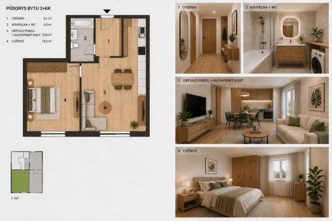 Prodej, Byt 2+kk, Kralupy nad Vltavou