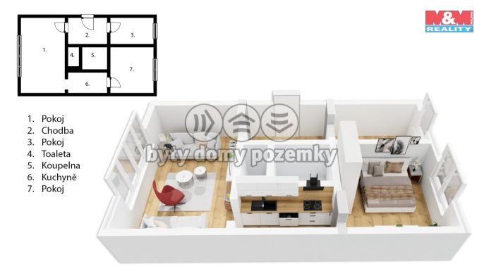 Pronájem, Byt 3+kk, Praha