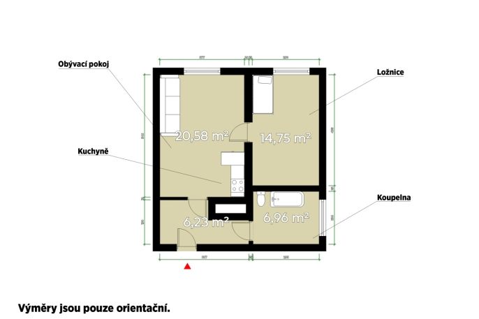 Pronájem, Byt 2+kk, Tymákov